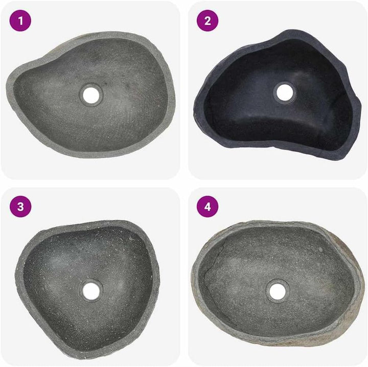 vidaXL Waschbecken Flussstein Naturstein Aufsatzwaschbecken Waschschale Waschtisch Handwaschbecken B