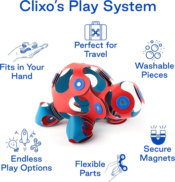 Clixo Crew Pädagogisches Spielzeug für Kinder ab 4 Jahren, Spielzeug Set mit magnetischen Bausteinen