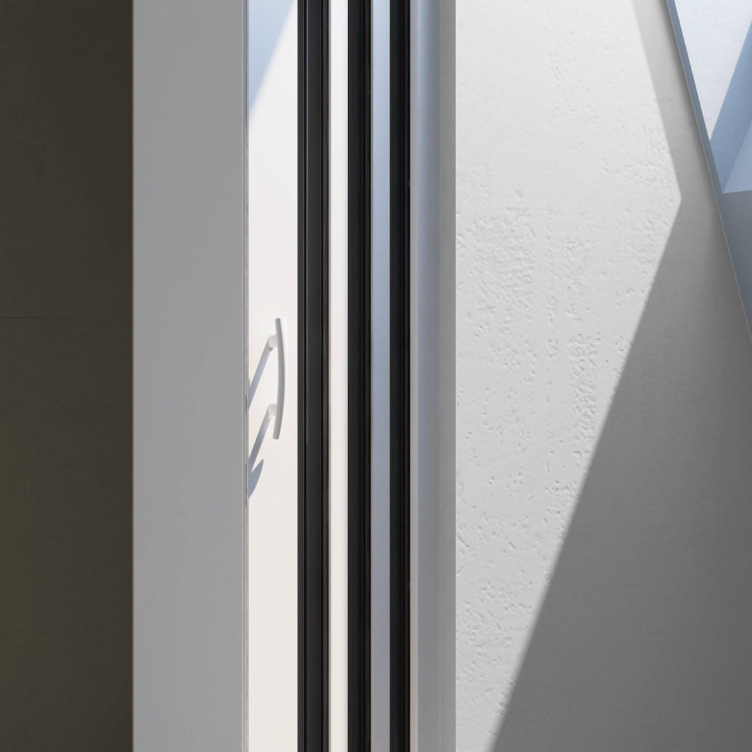 DUSCHTÜRE PVC KUNSTSTOFF FALTTÜR FÜR NISCHE DUSCHTRENNWAND DUSCHABTRENNUNG ZENTRALE ÖFFNUNG 130-150