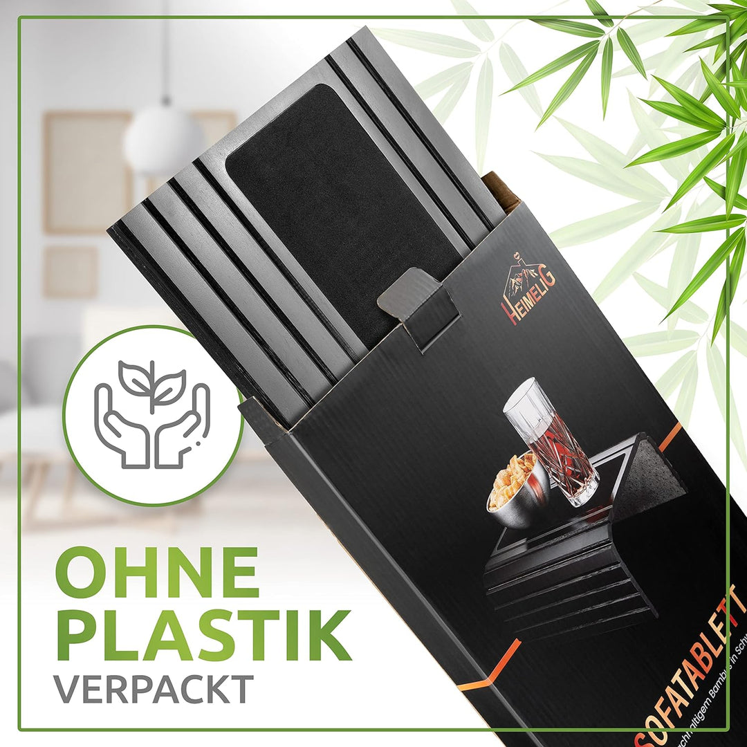 Heimelig Sofa Tablett | rutschfeste Couch Ablage aus nachhaltigem Bambus | Flexibler Sofa Butler für
