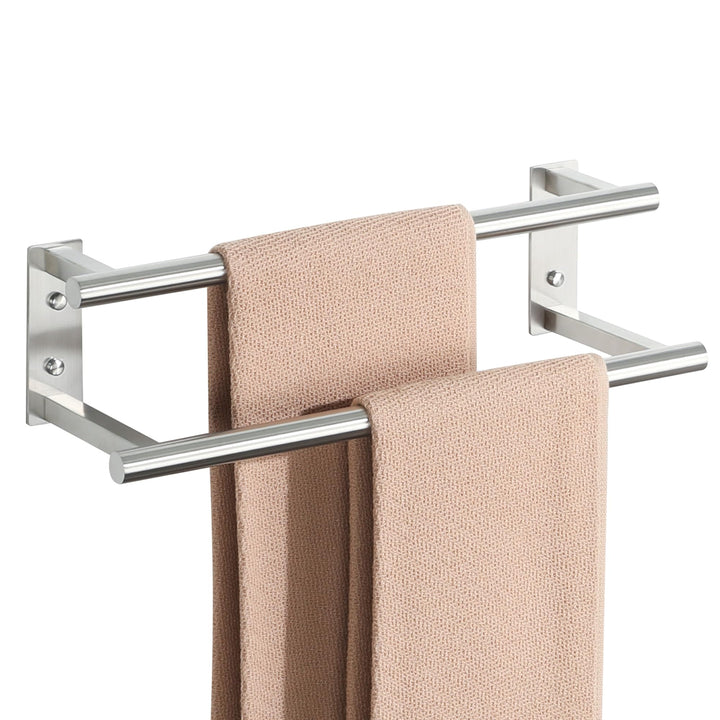 Mooche 40CM Handtuchhalter Wand,Doppelter Handtuchhalter Bohren Gebürstet Silber 40cm, Silber 40cm
