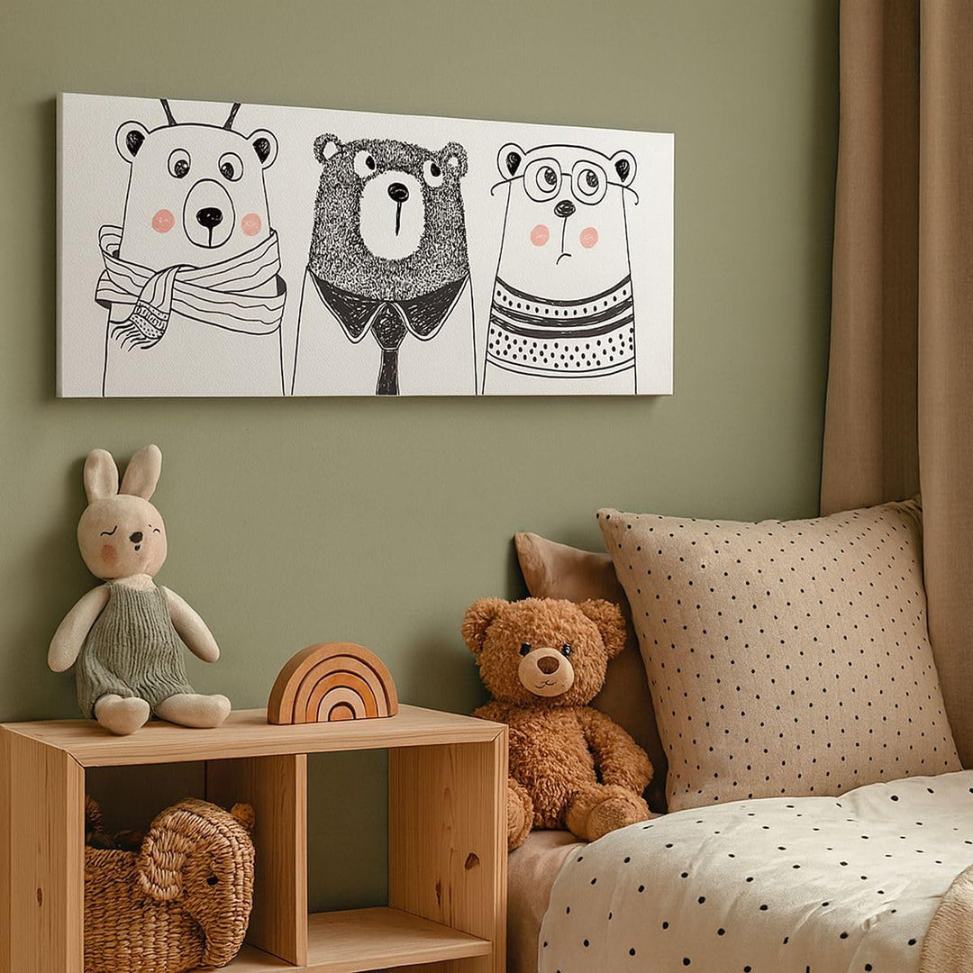 Wandbilder Dekoration Wohnzimmer Spass süss Teddybär Panorama Bilder auf Leinwand 120x50cm Leinwandb