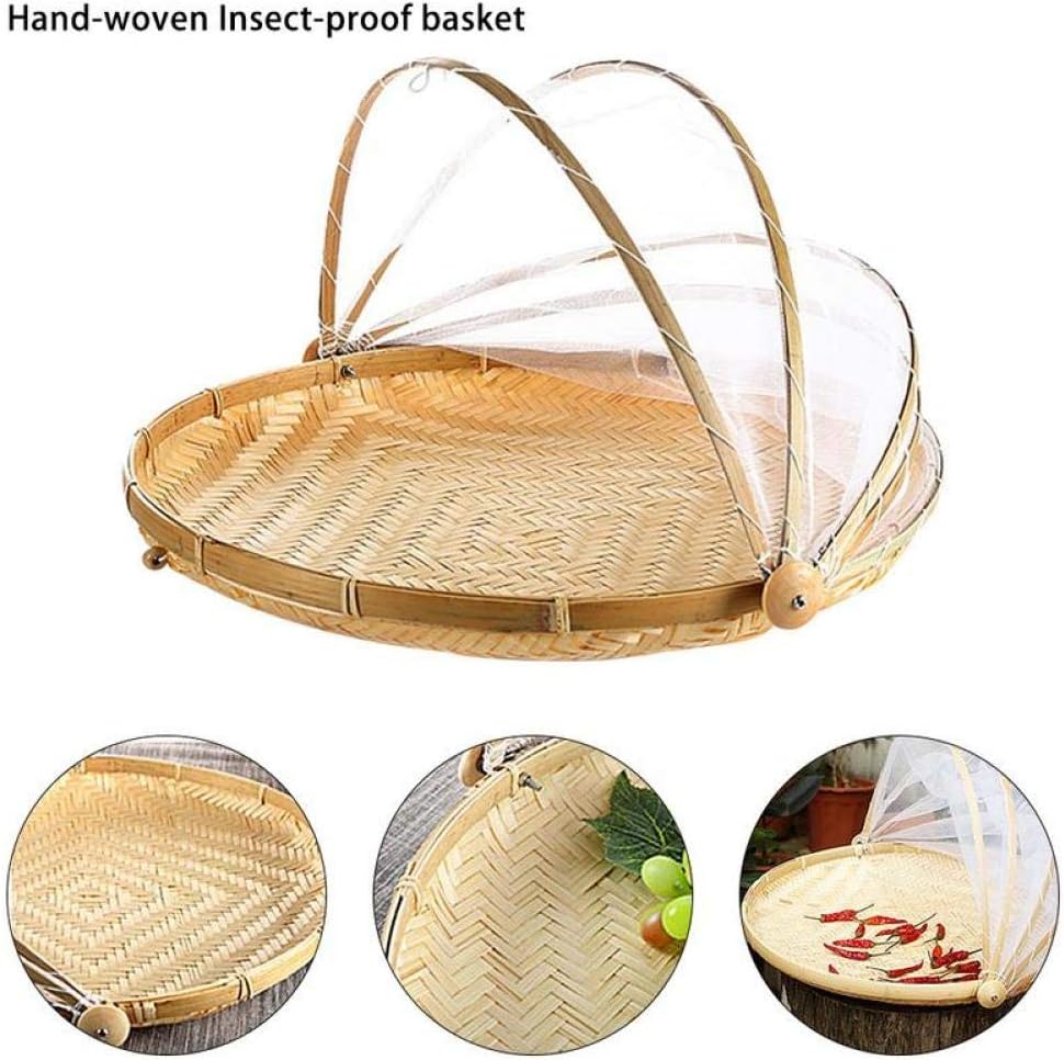 BYFRI Serving Essen Siebeinsatz, Handgewebte Picknick Lebensmittel Abdeckung Korb Aussen Bug- Beweis