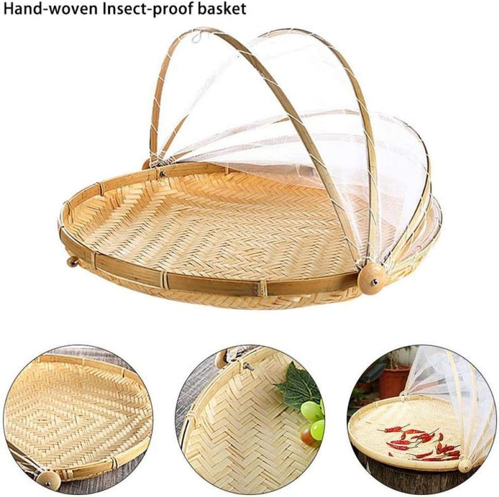 BYFRI Serving Essen Siebeinsatz, Handgewebte Picknick Lebensmittel Abdeckung Korb Aussen Bug- Beweis