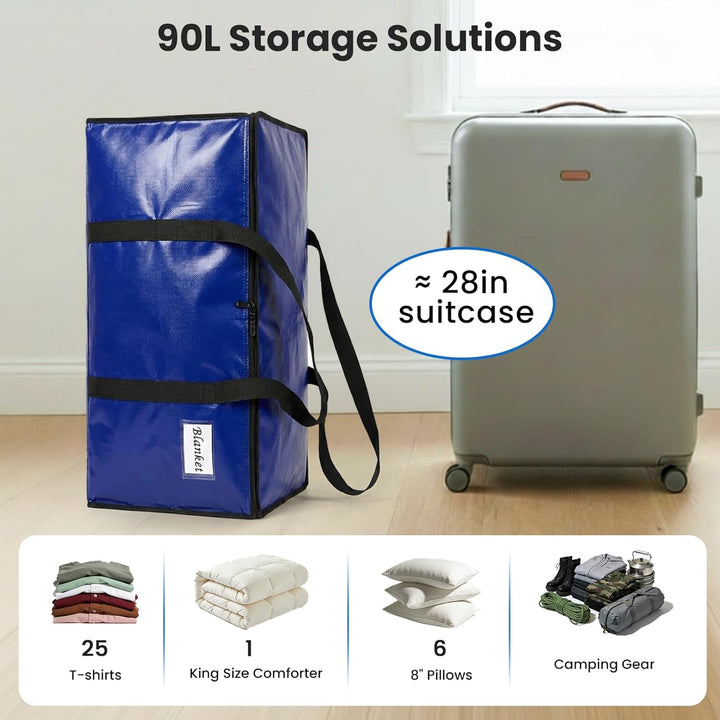 RICHER HOUSE 90L Grosse Aufbewahrungstasche wasserdichte, 2 Stück Heavy-Duty Umzugstaschen mit Reiss