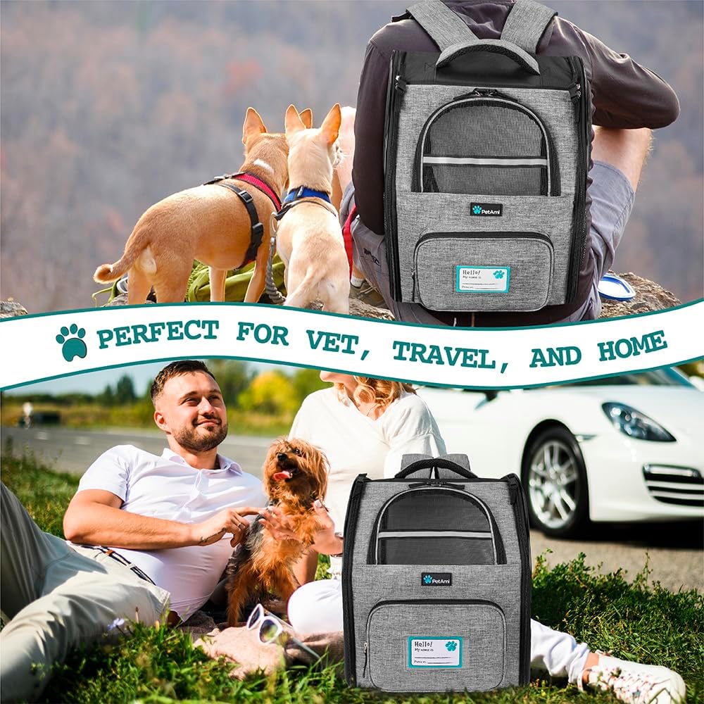 PetAmi Hunderucksack für kleine und grosse Katzen, Haustiere, Welpen, belüfteter Haustier-Wanderruck