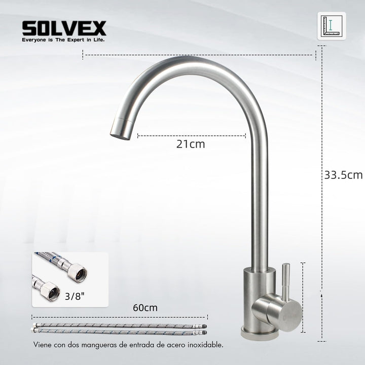 SOLVEX Küchenarmatur Mischbatterie,Wasserhahn Küche 360° Drehbar,Edelstahl Spültischarmatur mit Hohe