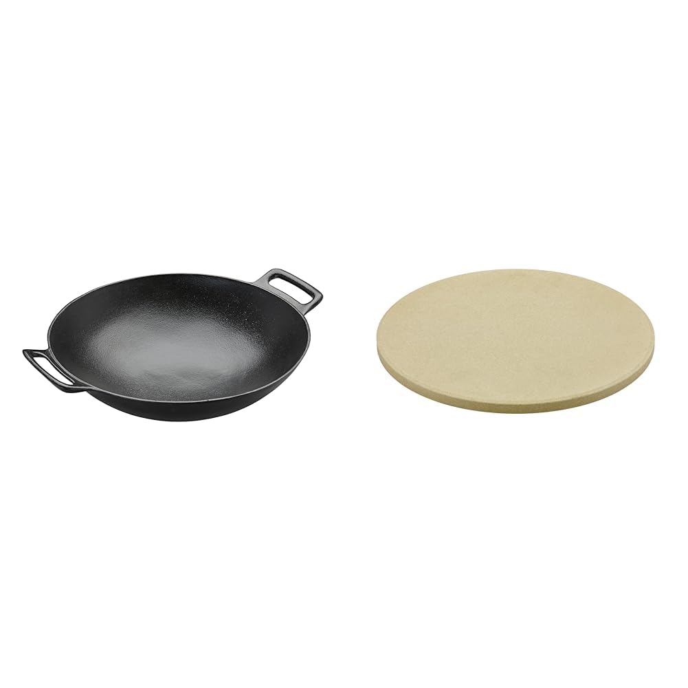RÖSLE VARIO Wok, Hochwertiger Wok aus emailliertem Gusseisen zum scharfen Anbraten &amp; VARIO Pizzastei