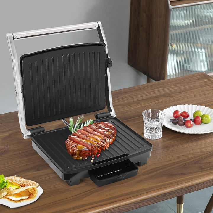 Kontaktgrill, 2000W Elektrogrill, 100-250 ℃ Einstellbare Temperatur, Antihaftbeschichtete Backblech,