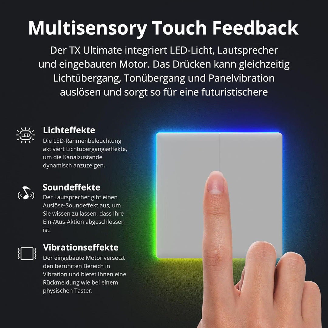 SONOFF T5 2 Gang WiFi Smart Touch Lichtschalter, 2 Wege Wireless Wandlichtschalter, Full Touch Schal