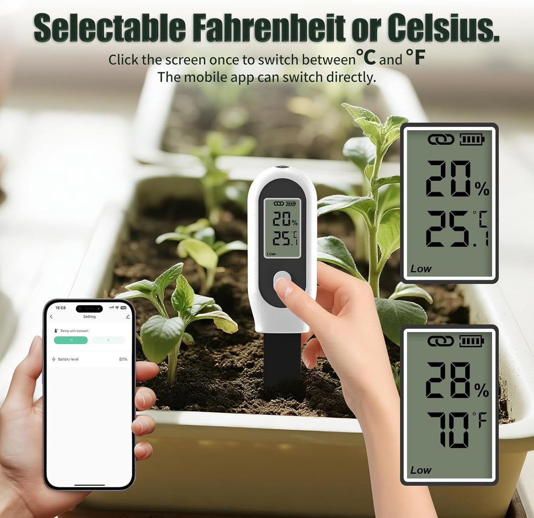 GIEX Zigbee 3-in-1 Bodenfeuchtesensor, 1er-Pack, für Garten mit Temperatur- & Lichtmessung, kompatib