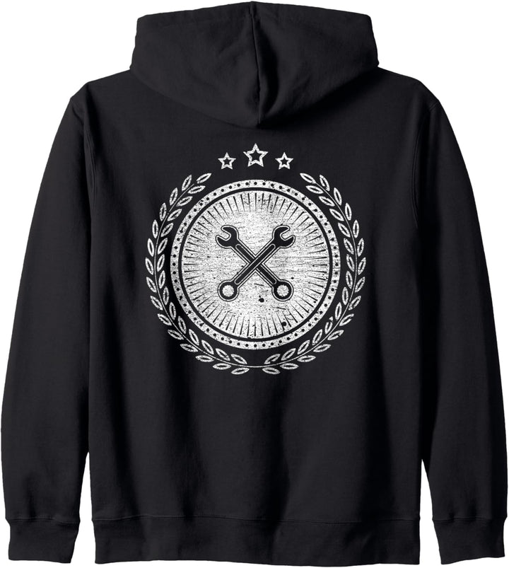 Mechaniker und Bastler Logo - gekreuzte Schraubenschlüssel Kapuzenjacke