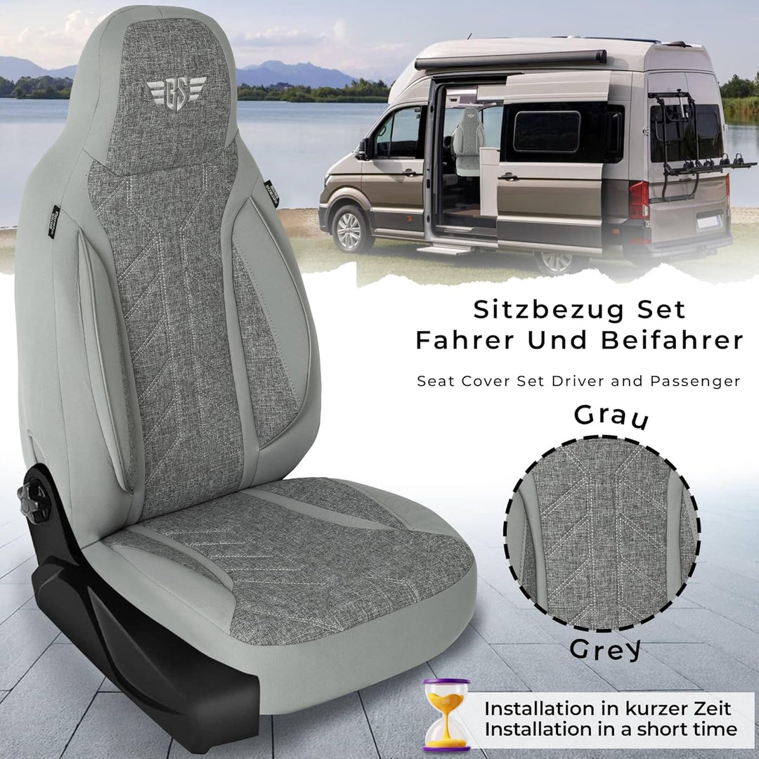 BREMER SITZBEZÜGE Wohnmobil Schonbezüge für FIAT Ducato Jumper Boxer PLKT208 PLKT208 - Grau, PLKT208