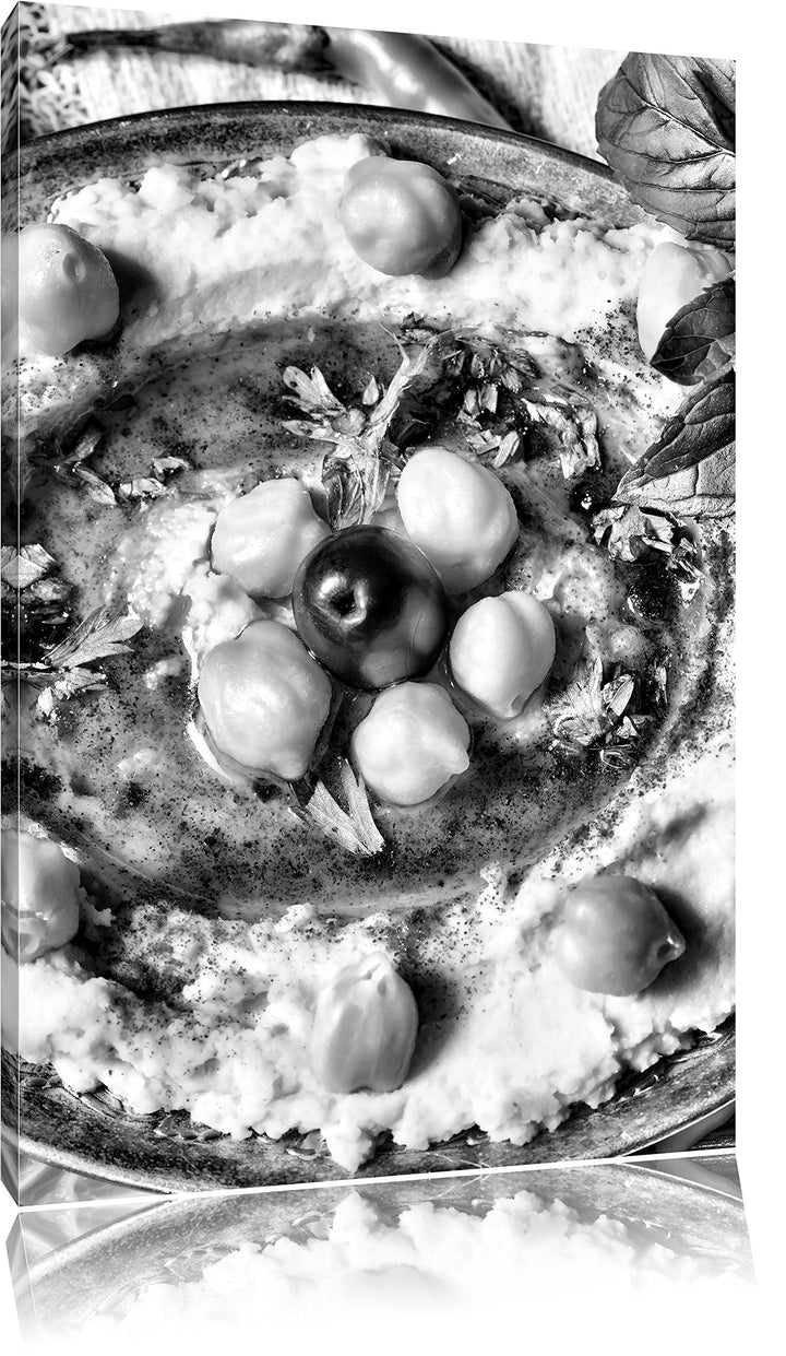Pixxprint Leckerer Hummus als Leinwandbild/Grösse: 100x70 cm/Wandbild/Kunstdruck/fertig bespannt, 10