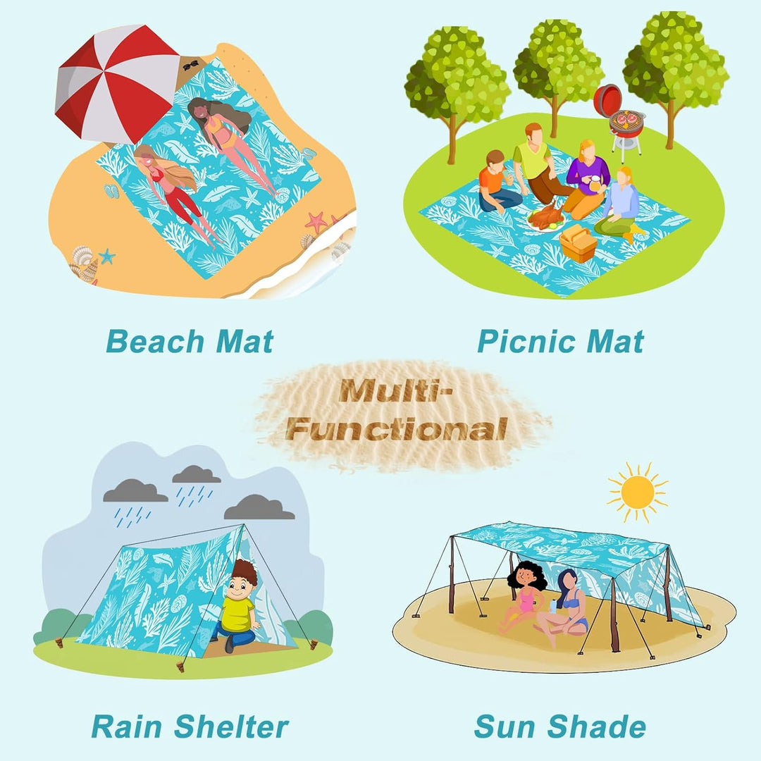 Stranddecke sandfrei 210x200cm, Picknickdecke wasserdicht bequemes 210D-Nylon, Faltbar Strandmatte S