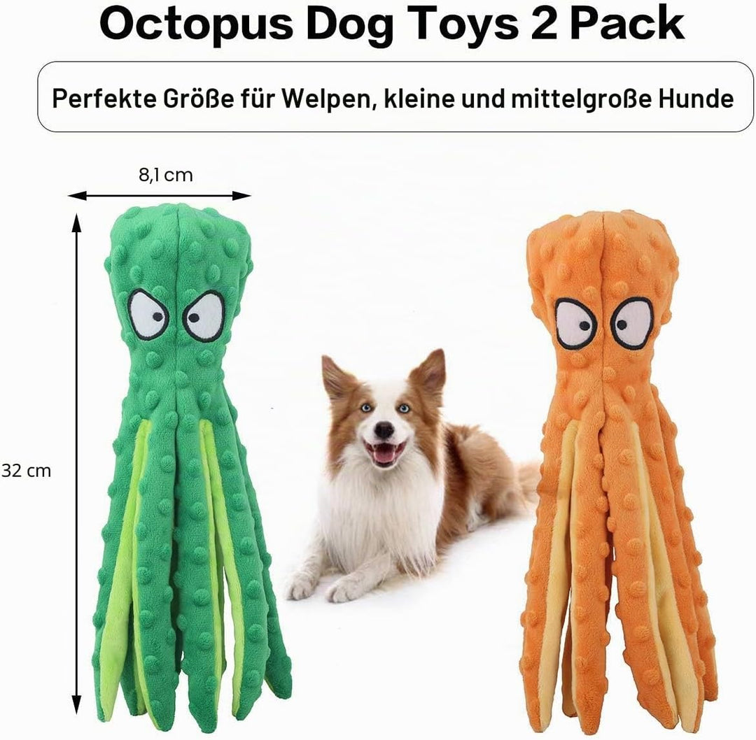 Hunde-Quietschspielzeug Krake, kein stopfendes Crinkle-Plüsch-Hundespielzeug für das von Welpen, lan