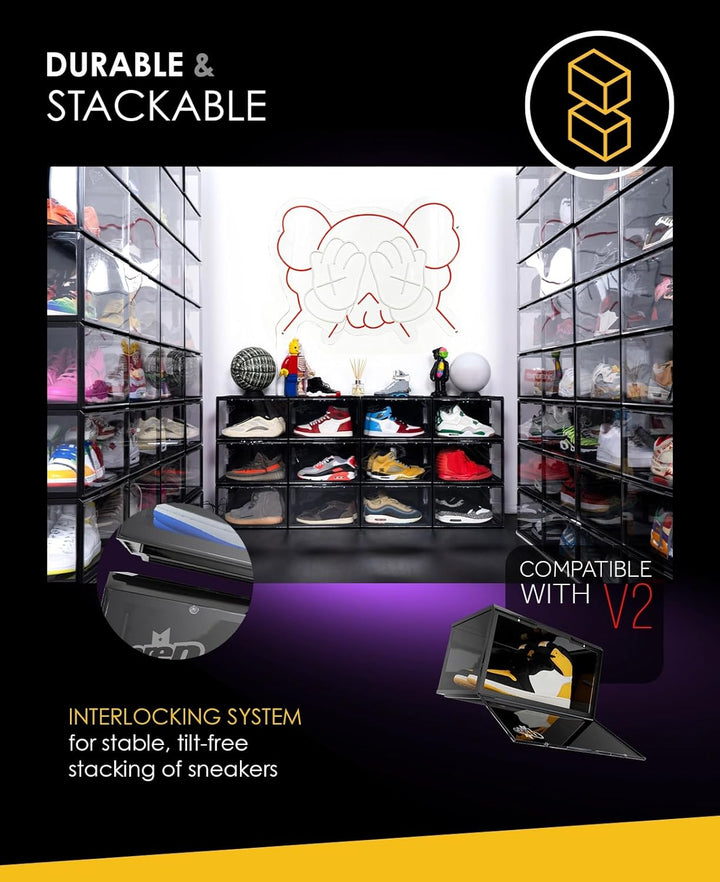 Crep Protect Transparente Schuhbox mit LED - Crates 3.0 Stapelbare Sneaker Aufbewahrungsbox mit Magn