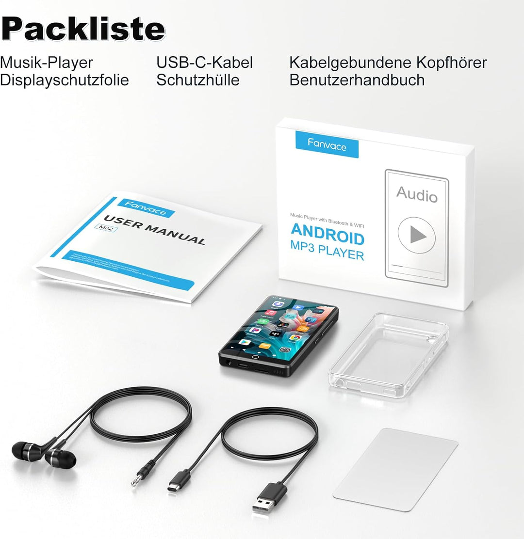 MP3 Player Spotify with Bluetooth, WLAN und 4.02 Inch Touchscreen Black, Black