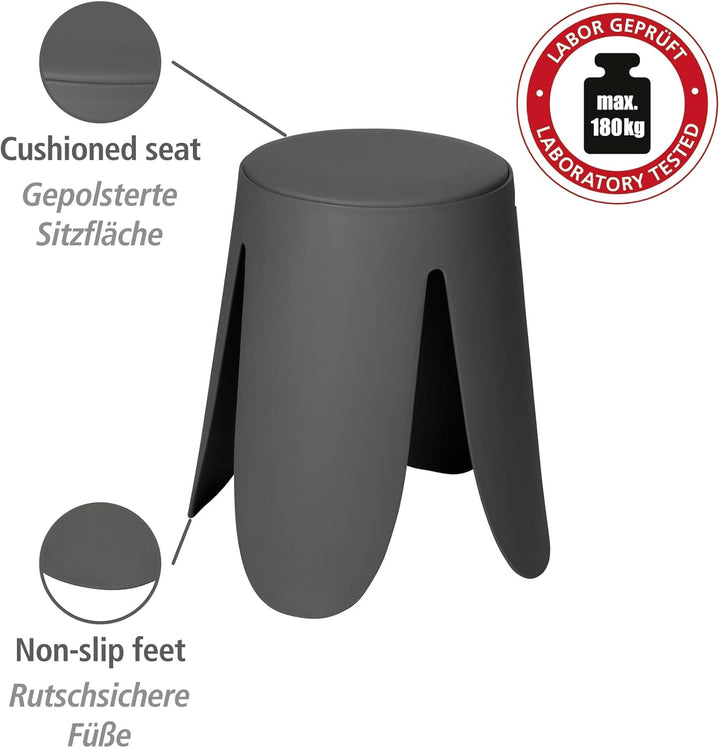 WENKO Badhocker Mod. Comiso, belastbar bis 180 kg, mit gepolsterter Sitzfläche und rutschsicheren Fü