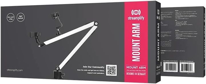 Streamplify Mikrofon Arm MOUNT ARM mit Zubehörschuh-Montageschiene - Mikrofonständer 360-Grad-Drehun