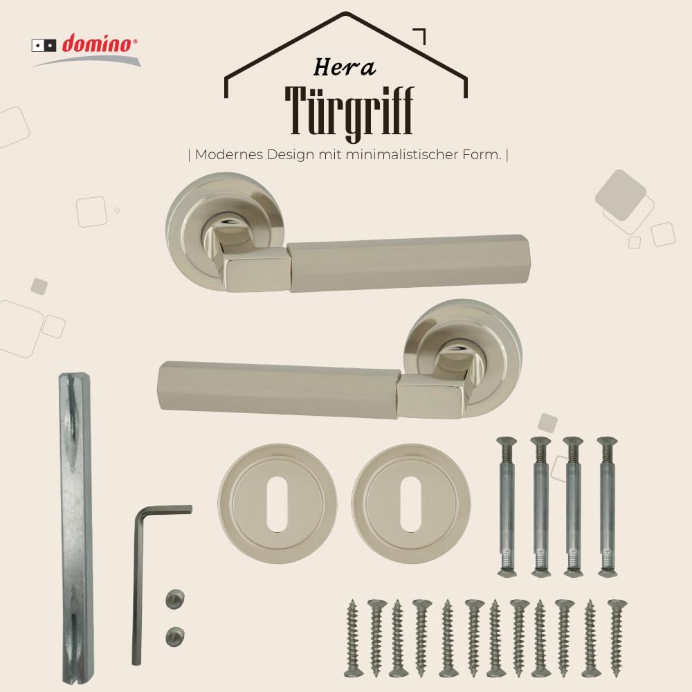 domino Türgriff HERA-R M7/M9 BB-Buntbart Drückergarnitur für Zimmertüren Türdrücker-Set Rosetten-Gar