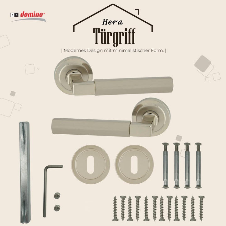 domino Türgriff HERA-R M7/M9 BB-Buntbart Drückergarnitur für Zimmertüren Türdrücker-Set Rosetten-Gar