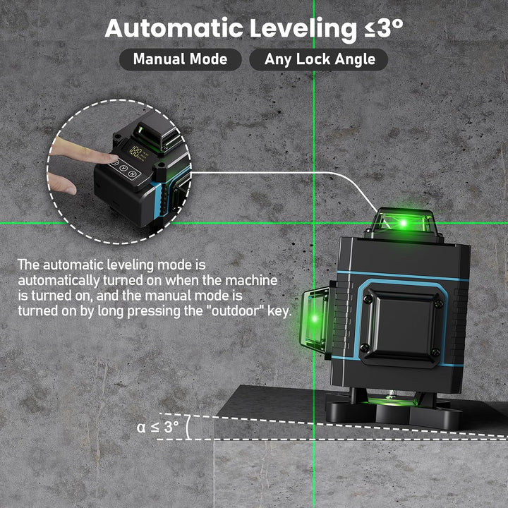 Laser-Nivelliergerät 360, Weytoll 4D 16 Linien 3° Laser Nivellierwerkzeug mit automatischer Nivellie