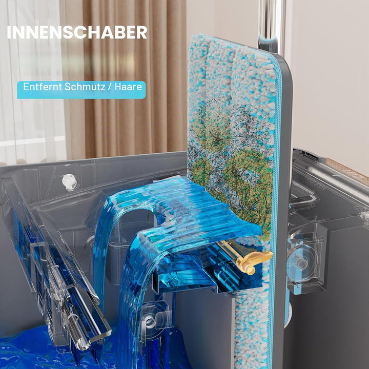 JOYMOOP Wischmopp und Eimer Set mit Auswringer, Mops für Bodenreinigung, Wandwischerreiniger mit lan