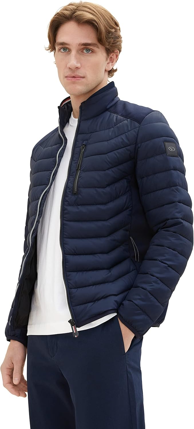 TOM TAILOR Herren Hybrid Steppjacke mit Stehkragen S 10668-sky Captain Blue, S 10668-sky Captain Blu