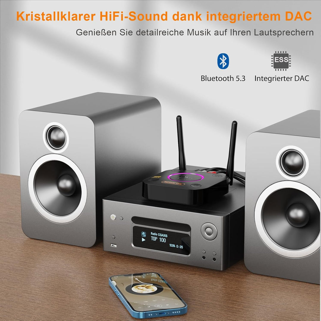 B06Ultra Bluetooth 5.2 Empfänger für LDAC Hi-Res Audio, HiFi Bluetooth Audio Adapter mit Audiophile