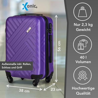 Xonic Design Reisekoffer - Hartschalen-Koffer mit 360° Leichtlauf-Rollen - hochwertiger Trolley mit