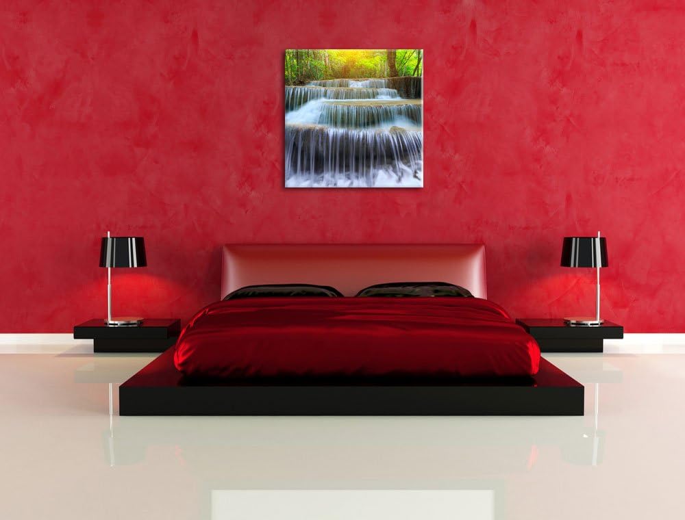 Pixxprint Wasserfall im Regenwald als Leinwandbild/Grösse: 70x70 cm/Wandbild/Kunstdruck/fertig bespa
