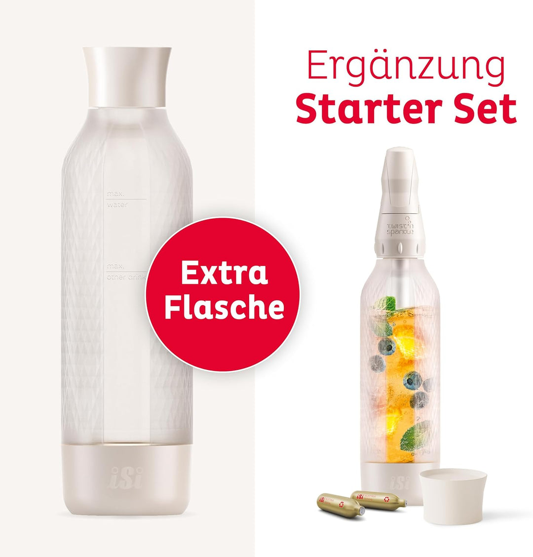 ISI Twist'n Sparkle Virtuoso Zusatzflasche Wassersprudler 0.95L – Ersatzflasche Soda Maker für Sprud