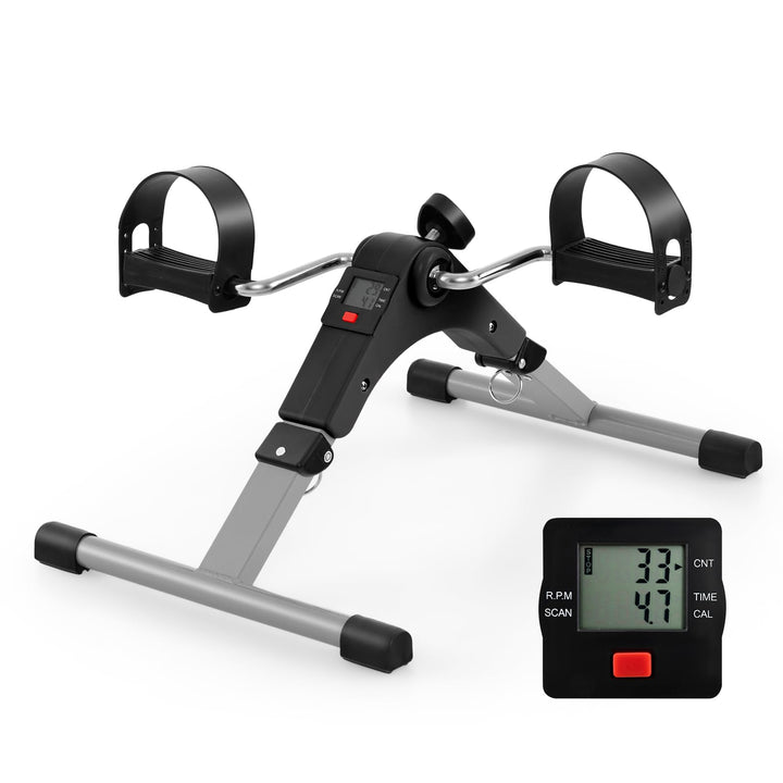 COSTWAY Pedaltrainer für Senioren, Arm und Beintrainer klappbar mit verstellbarem Widerstand & LCD-D