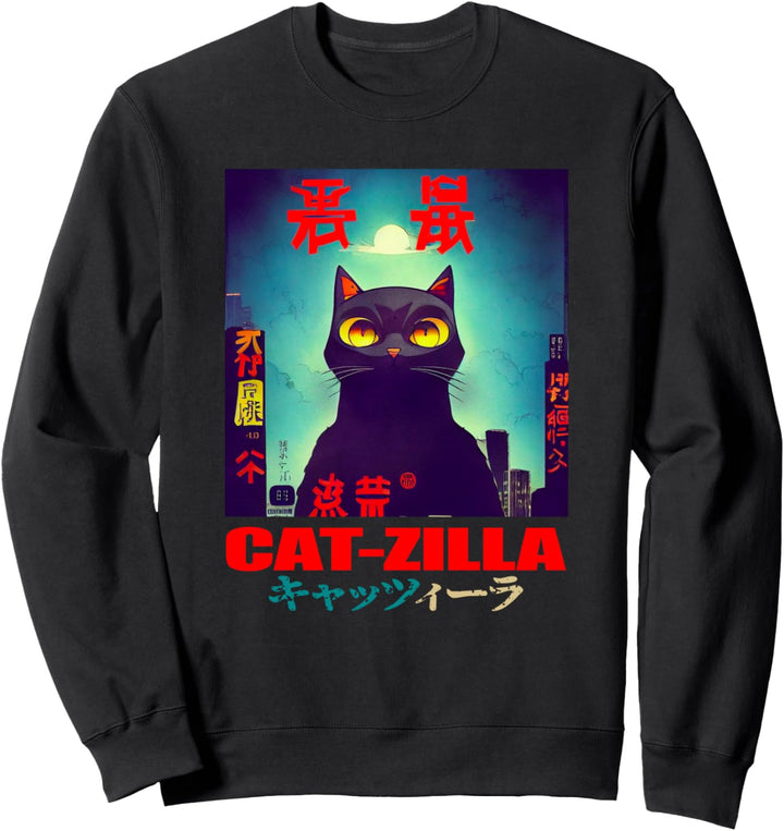 Catzilla – Japanischer Stil Cat-Zilla Anime Cat Nerd Sweatshirt