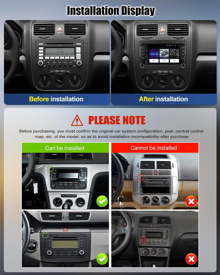 CAMECHO Android Radio für VW Golf 5 Golf 6 Polo Skoda Seat, 7 Zoll Bildschirm Autoradio 2 DIN mit Na