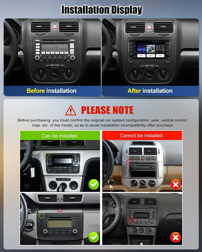 CAMECHO Android Radio für VW Golf 5 Golf 6 Polo Skoda Seat, 7 Zoll Bildschirm Autoradio 2 DIN mit Na