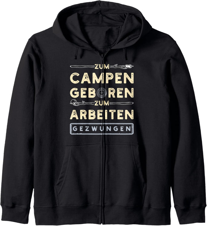 Spruch für Camper, zum Campen geboren Kapuzenjacke