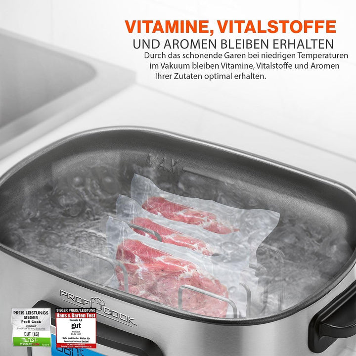 ProfiCook SV-1112 PC-SV 1112 Sous Vide Garer, punktgenaues Garen der Speisen durch elektronische Tem