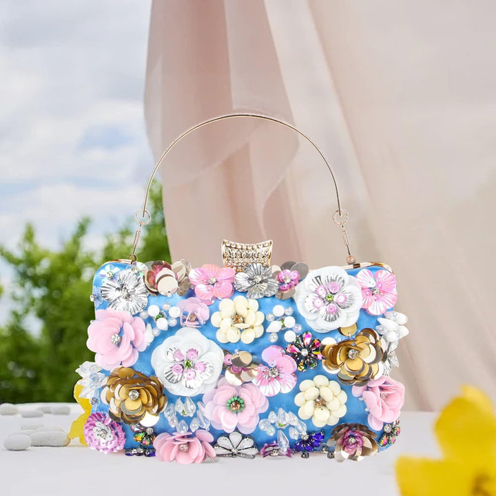 LHHMZ Damen Eleganz Blumen Abend Clutch Taschen Blumen Korn Hochzeits Einkaufstaschen Braut Schulter