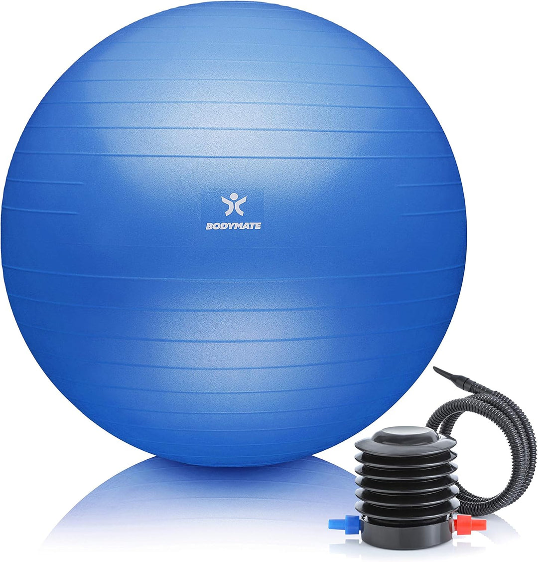 BODYMATE Gymnastikball Sitzball Trainingsball mit GRATIS E-Book inkl. Luft-Pumpe, Ball für Fitness,