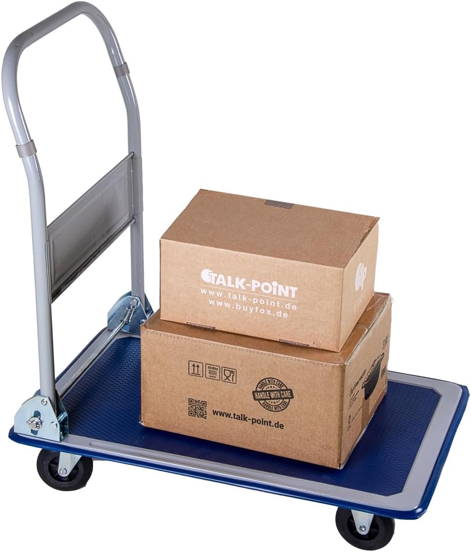 Plattformwagen klappbar mit 150 kg Tragkraft | Transportwagen Plattenwagen | Gummibereifung Anti-Rut