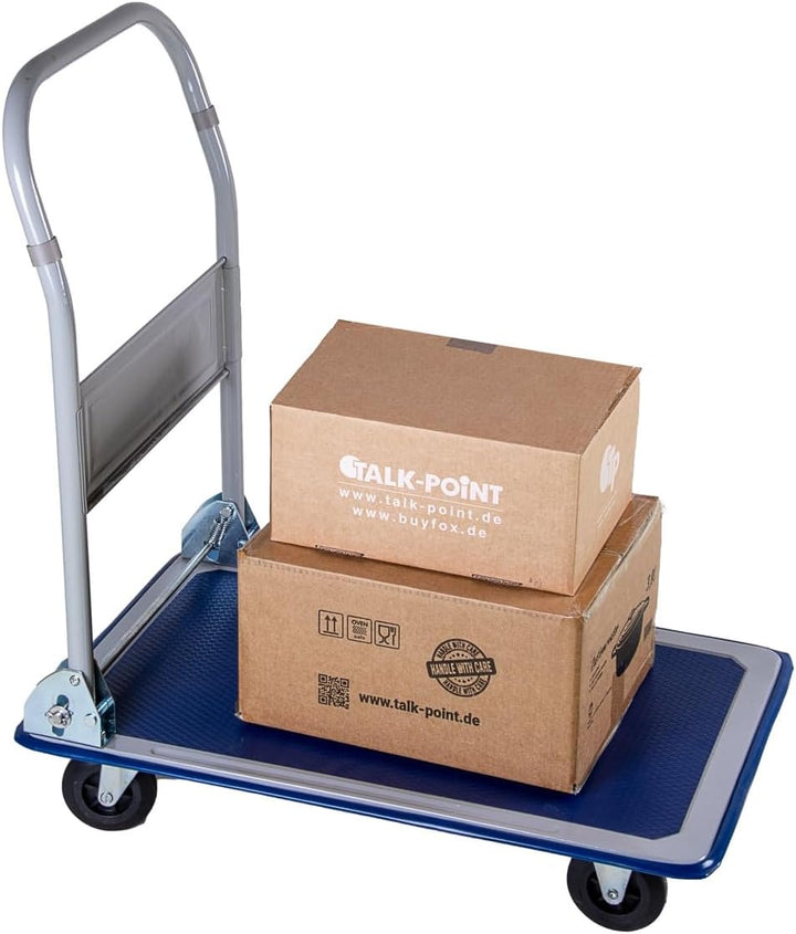 Plattformwagen klappbar mit 150 kg Tragkraft | Transportwagen Plattenwagen | Gummibereifung Anti-Rut
