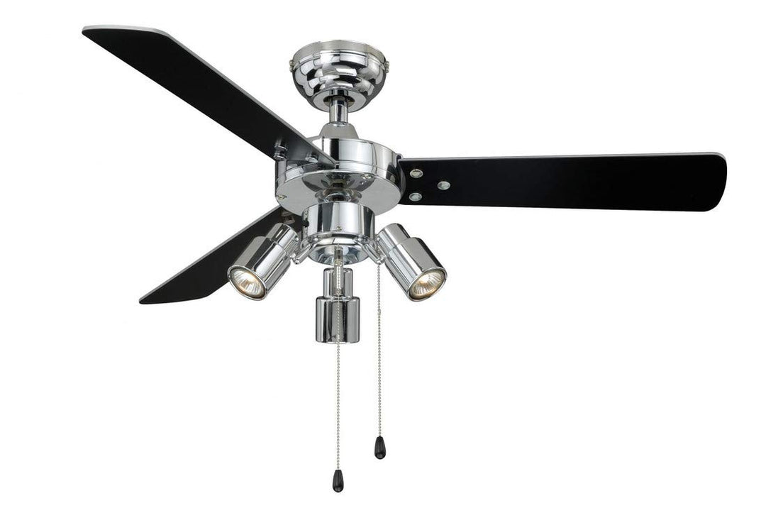 aireRyder - Cyrus Deckenventilator mit Beleuchtung, Leiser Ventilator mit Zugschalter in glänzendem