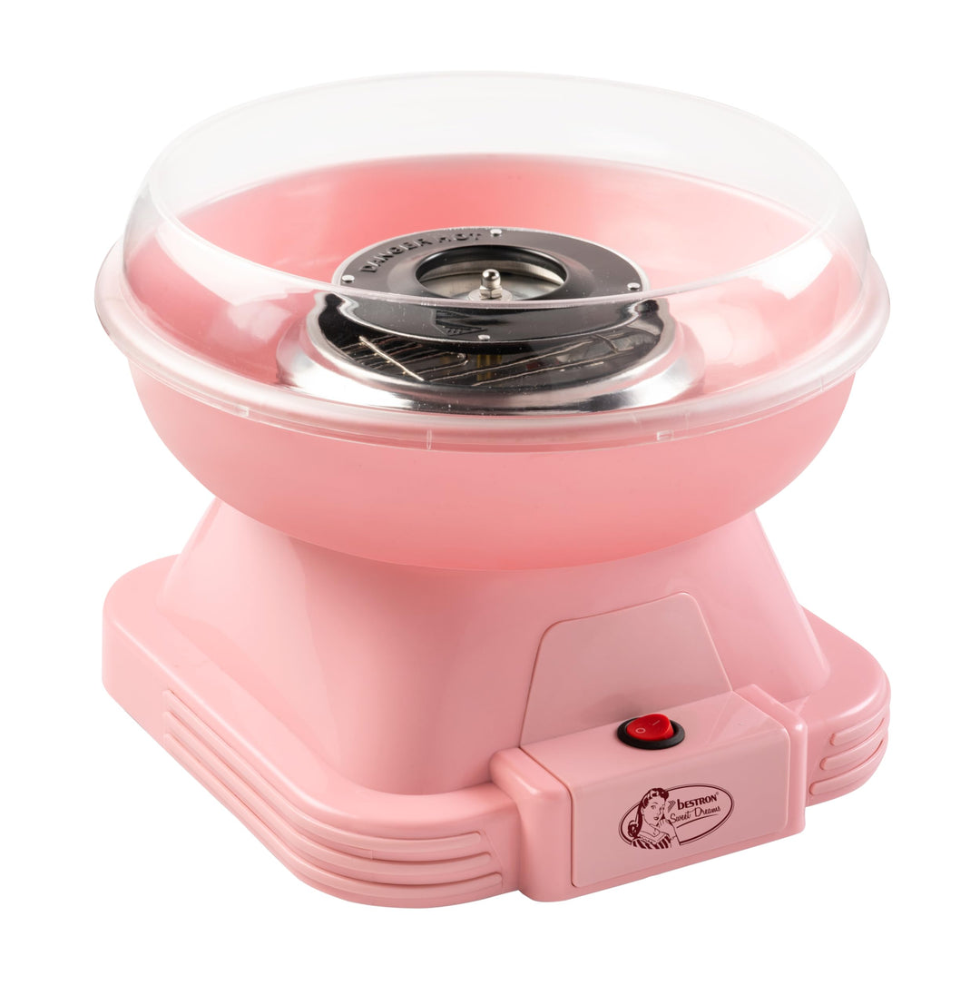 Bestron Zuckerwattenmaschine, Retro Cotton Candy Maker für Zuhause, Zuckerwattegerät mit 10 Stäbchen