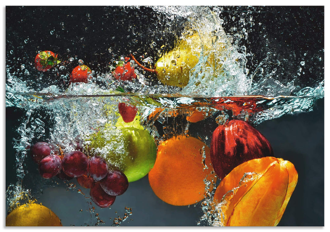 ARTland Spritzschutz Küche aus Alu für Herd Spüle 80x55 cm (BxH) Küchenrückwand mit Motiv Essen Obst