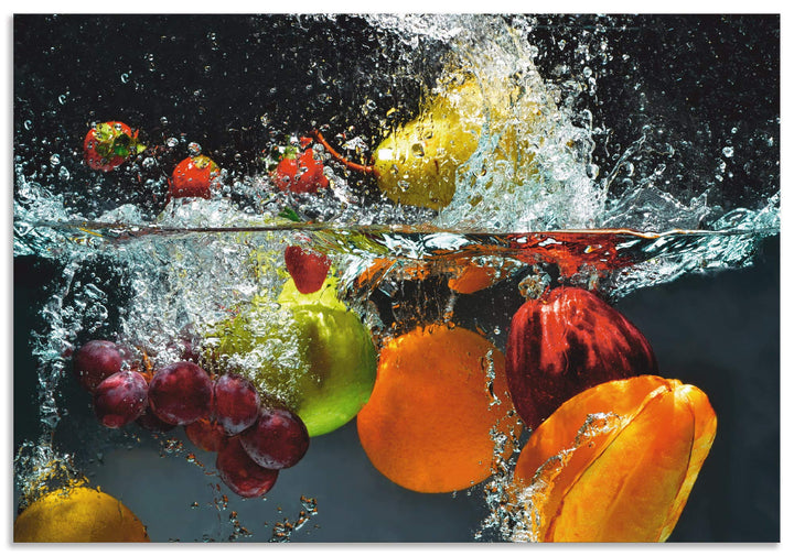 ARTland Spritzschutz Küche aus Alu für Herd Spüle 80x55 cm (BxH) Küchenrückwand mit Motiv Essen Obst
