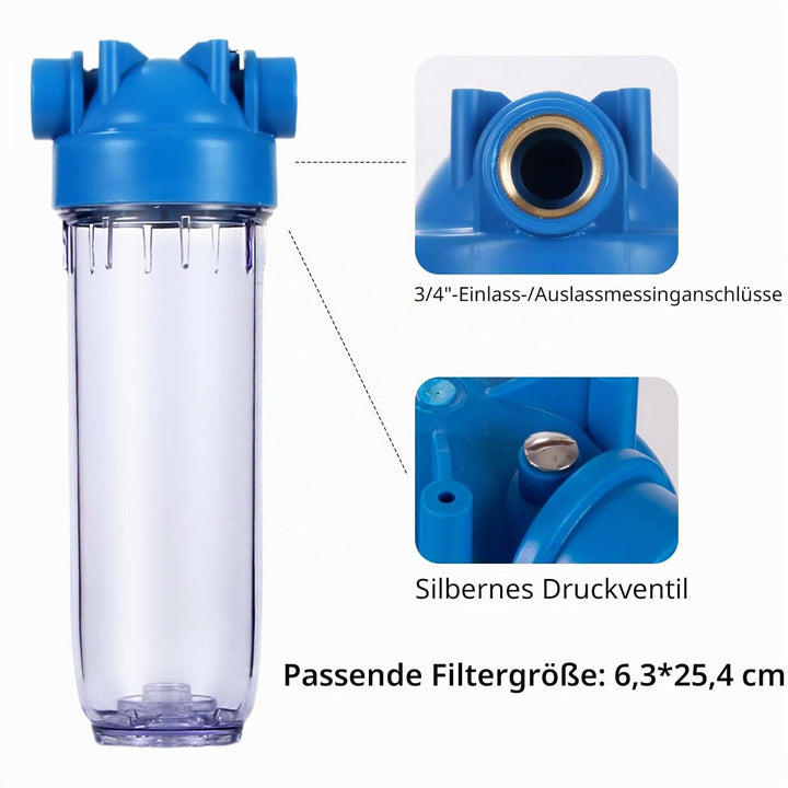 Geekpure 10-Zoll Ganzhaus Filtergehäuse - 3/4" BSP Messinganschluss - passend für 2,5" x 10" Filter