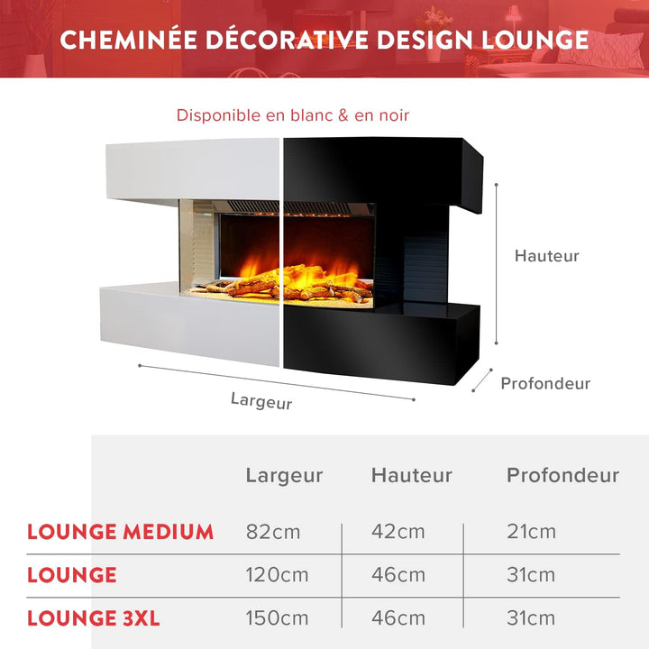 Chemin'Arte Elektrischer Wandkocher, Lounge, 2000 W, 120 cm, Schwarz