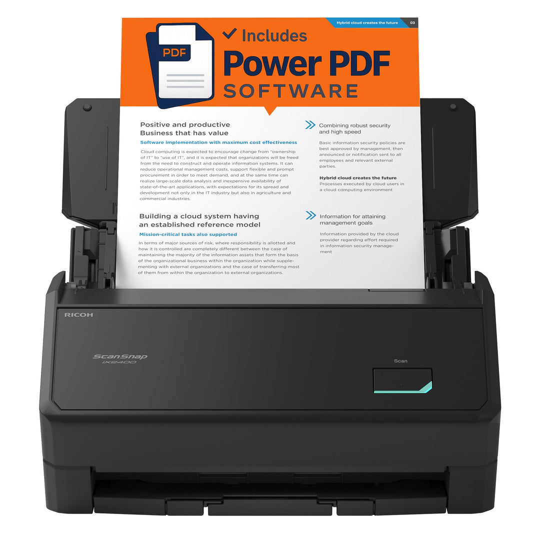 ScanSnap iX2400 A4 Document Scanner (Black) – Includes Kofax Power PDF 4.0 Software – 45ppm Duplex,